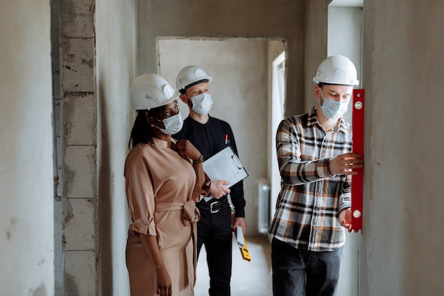 Engineers inspecting site