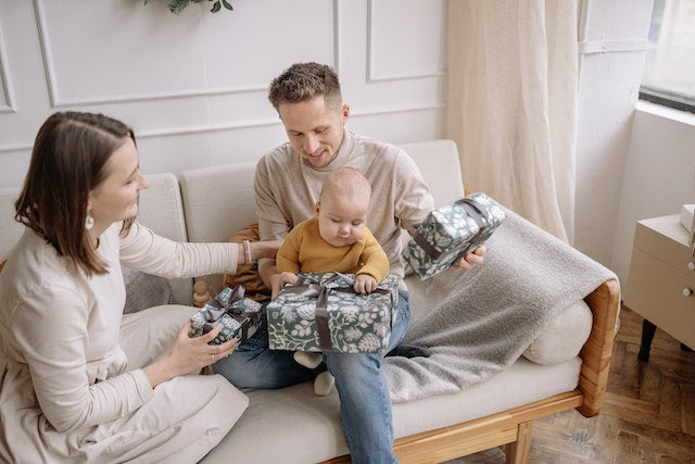 Family opening a presents