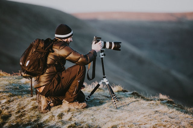 Photographer on a hike