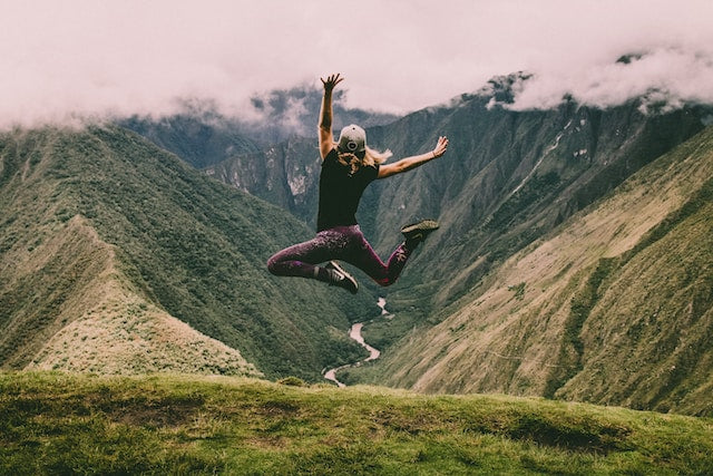 a jump among the mountains