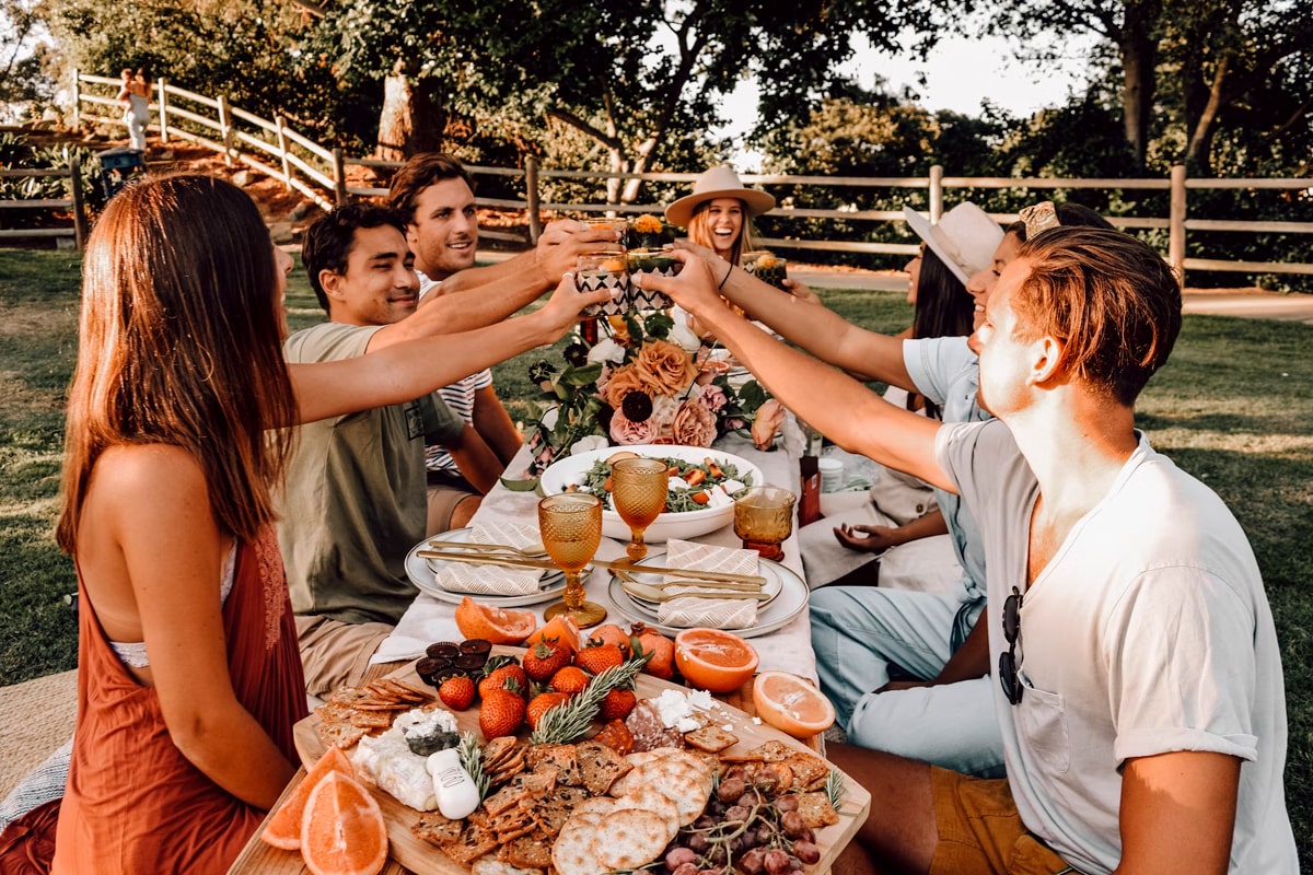 friends at dinner party