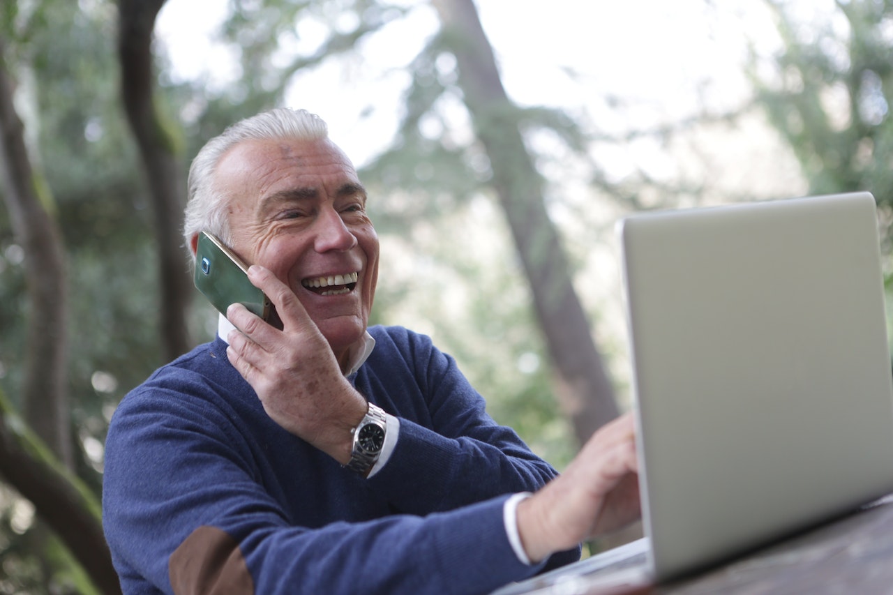 senior man talking on the phone 