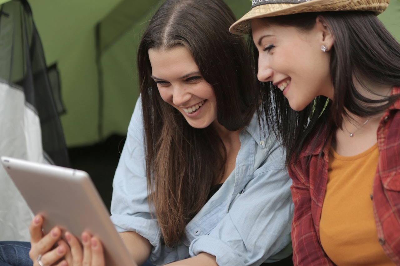 two women smiling