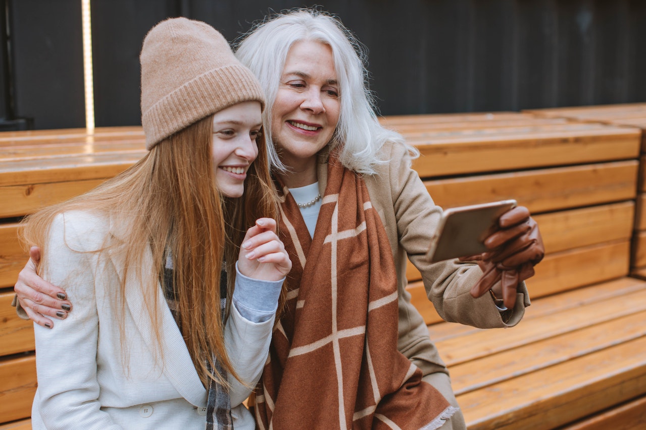 two women taking selfie