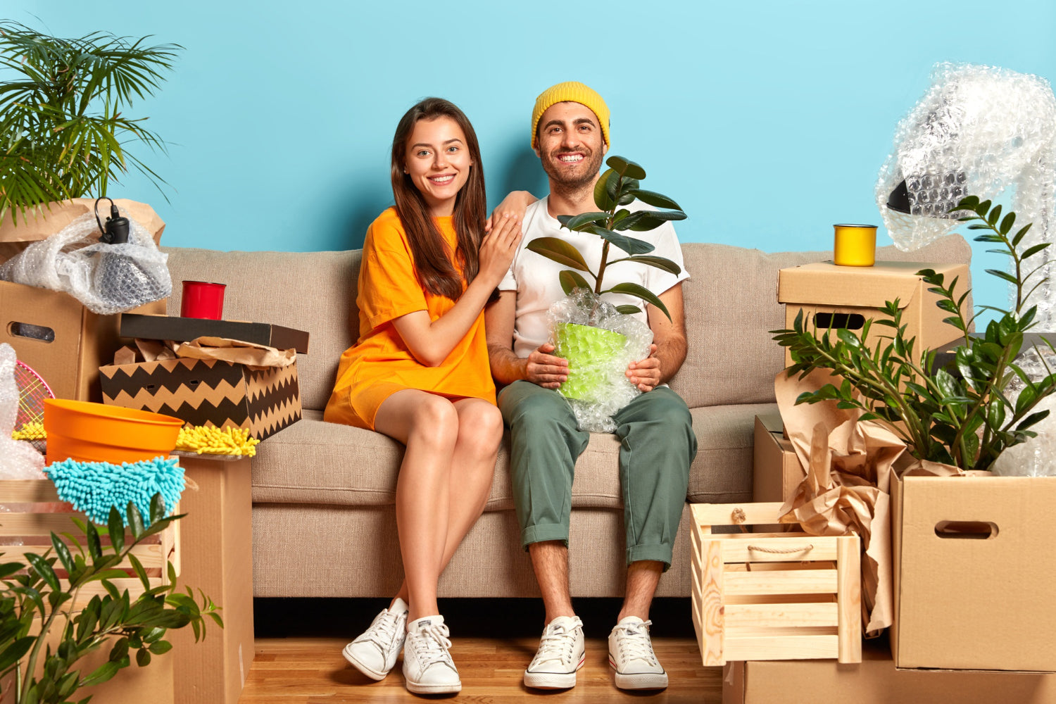 young couple smiling