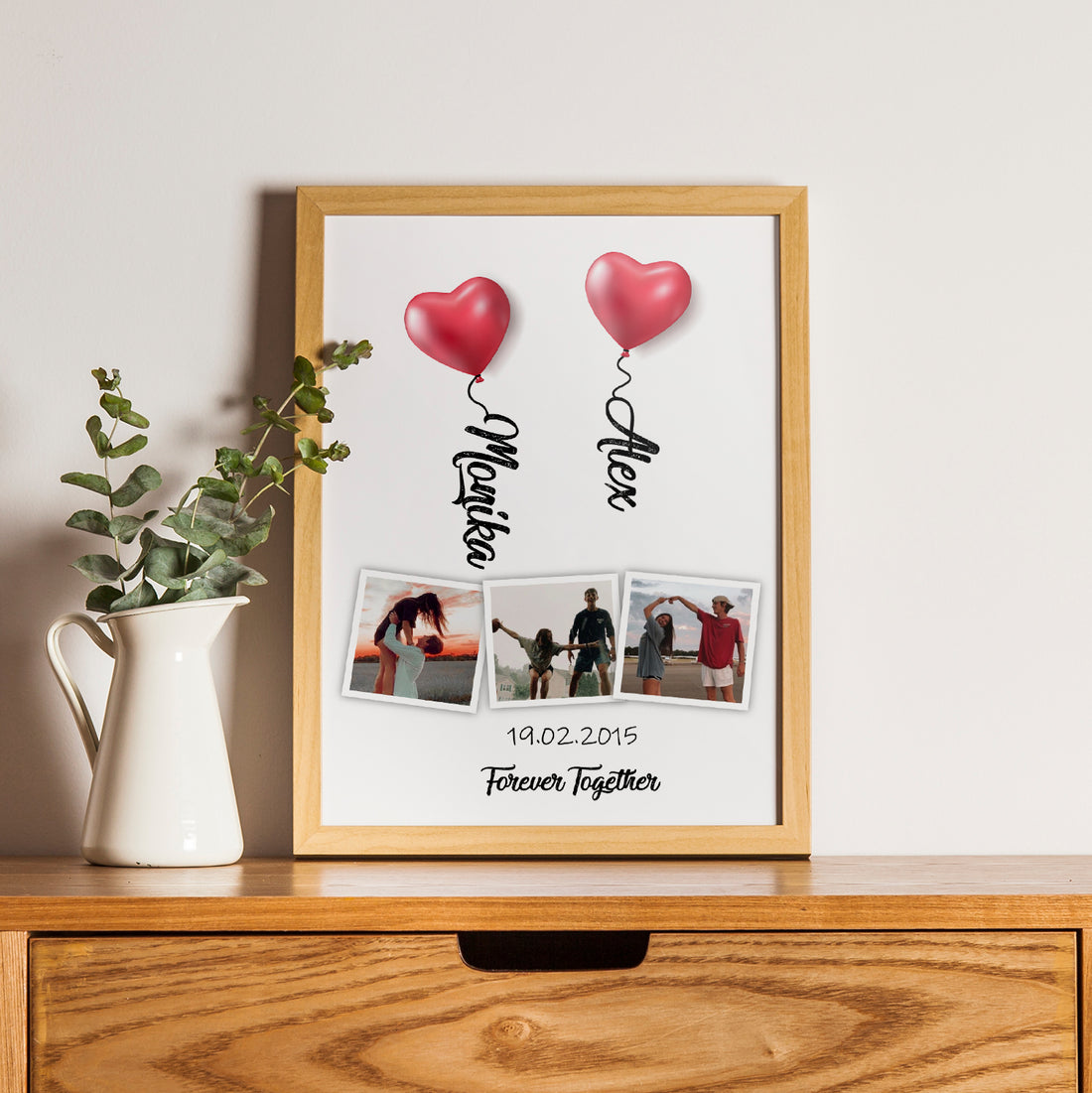 Personalized Poster With Heart Balloons And Photos