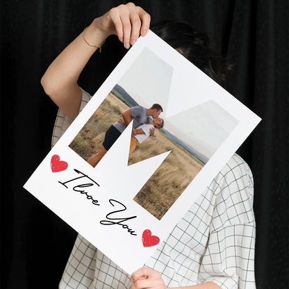 Custom Photo Poster With Initial And Love Message