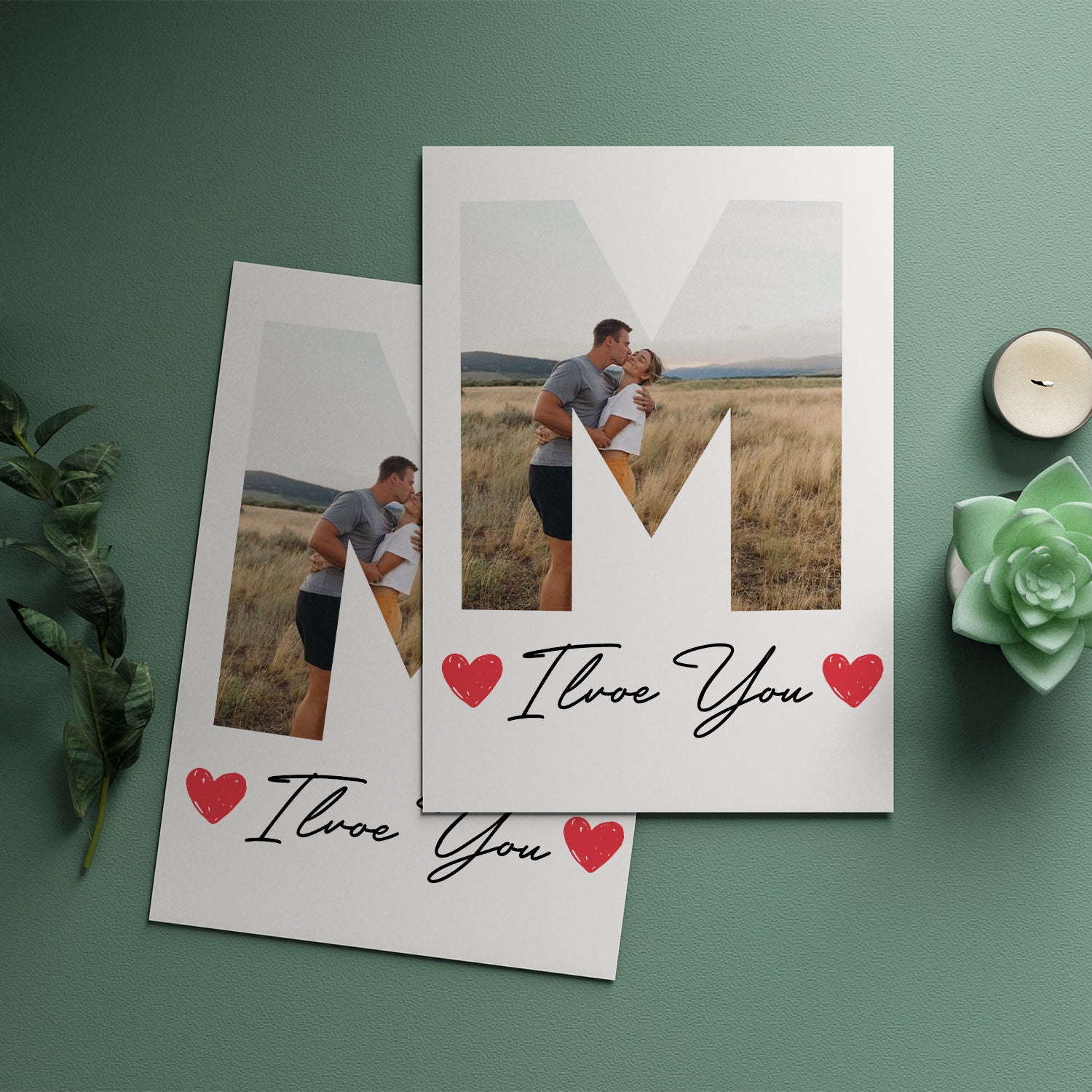 Custom Photo Poster With Initial And Love Message