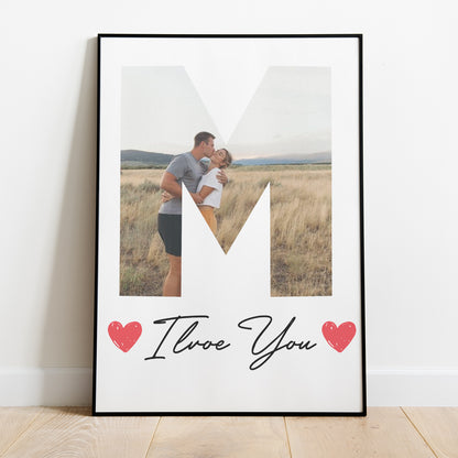 Custom Photo Poster With Initial And Love Message