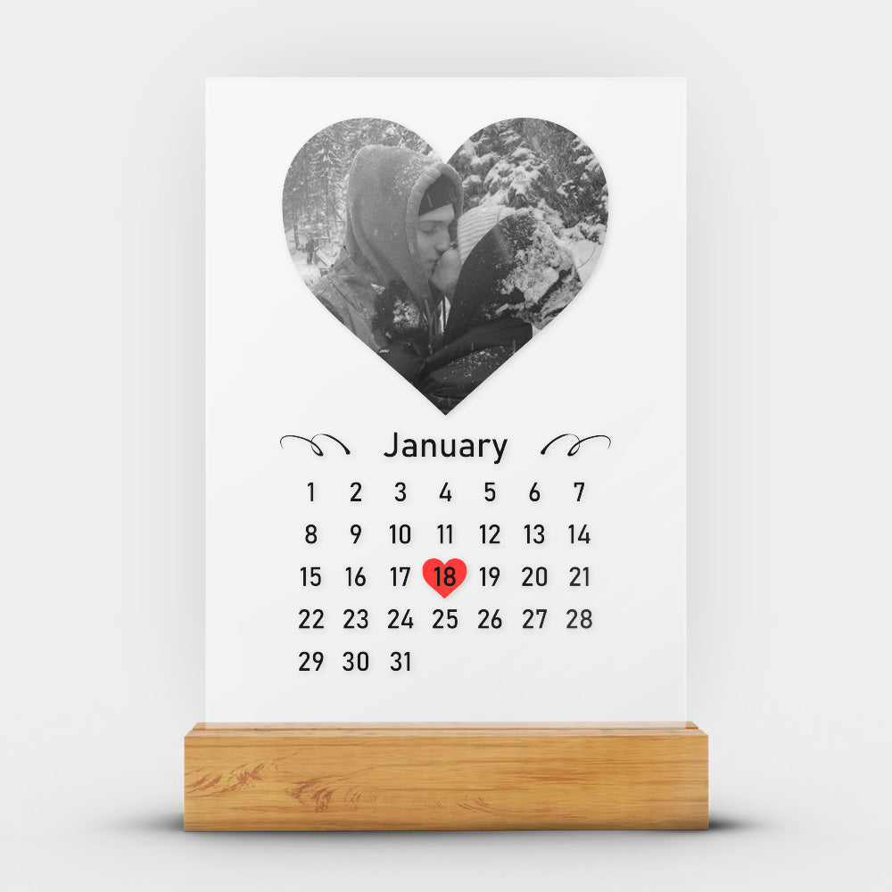 Personalized Transparent Plaque with Calendar and Photo