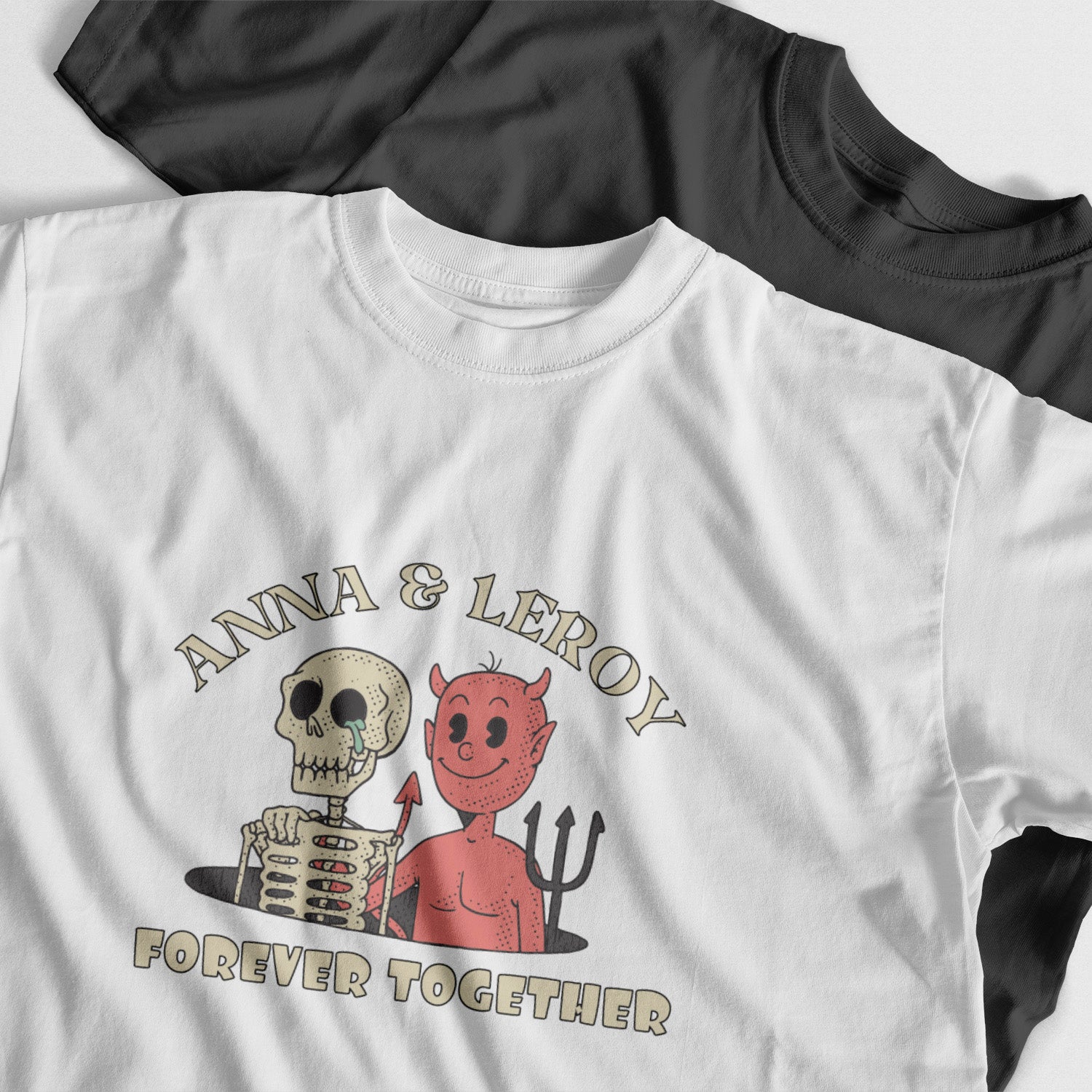Personalized T-Shirt Forever For Couples Together Demon And Skeleton
