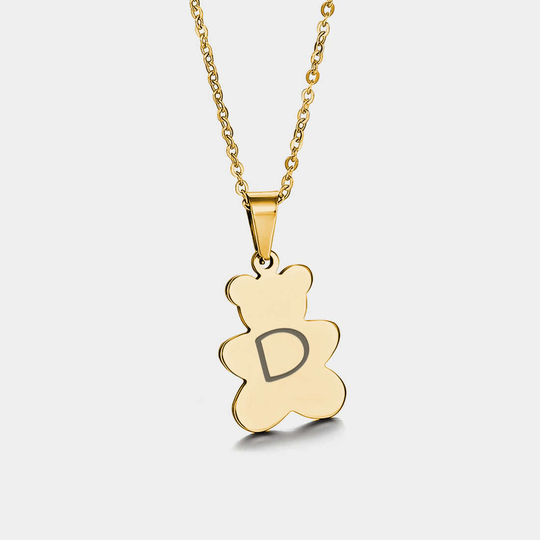 Personalized Teddy Bear Necklace with Initial