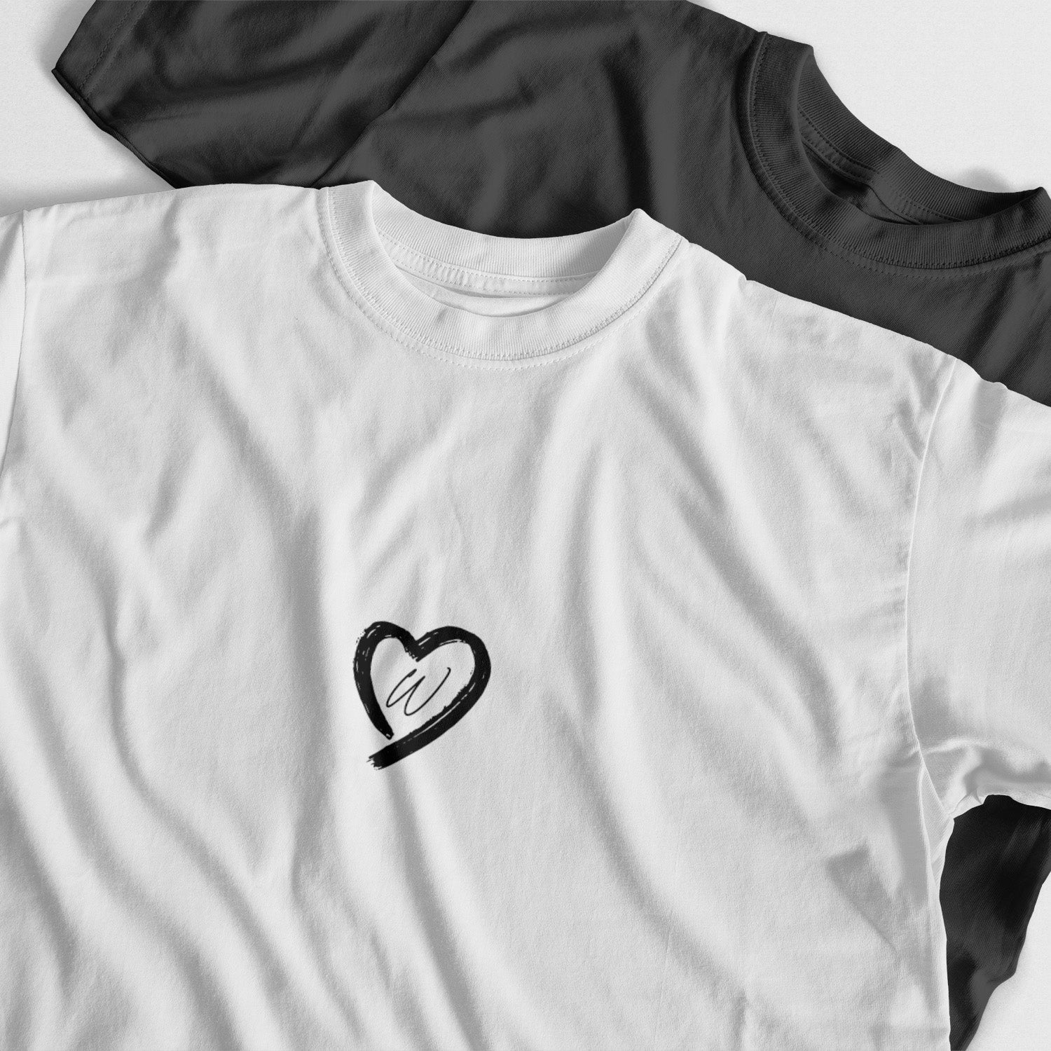 Personalized T-Shirt For Couples Initial With Heart