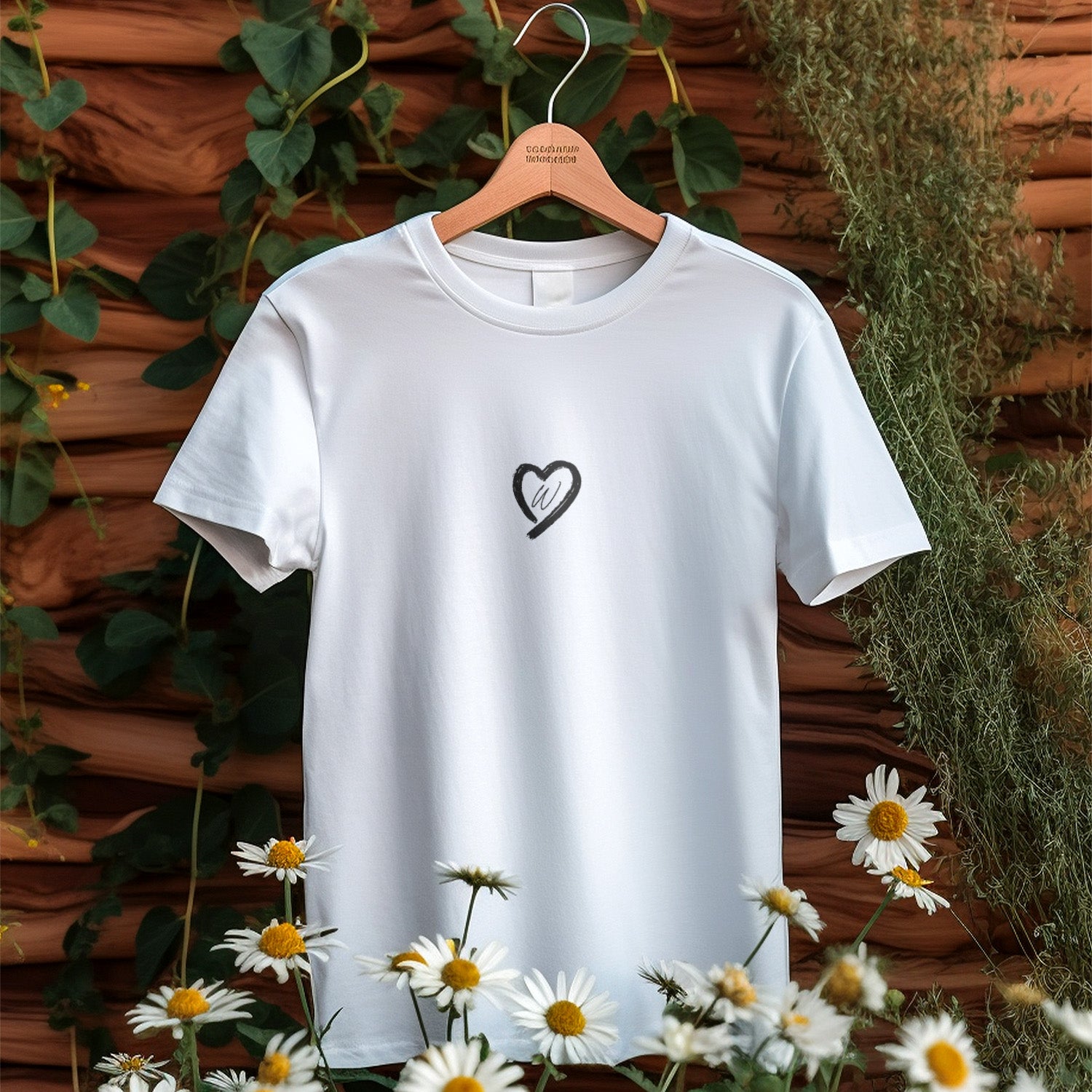 Personalized T-Shirt For Couples Initial With Heart