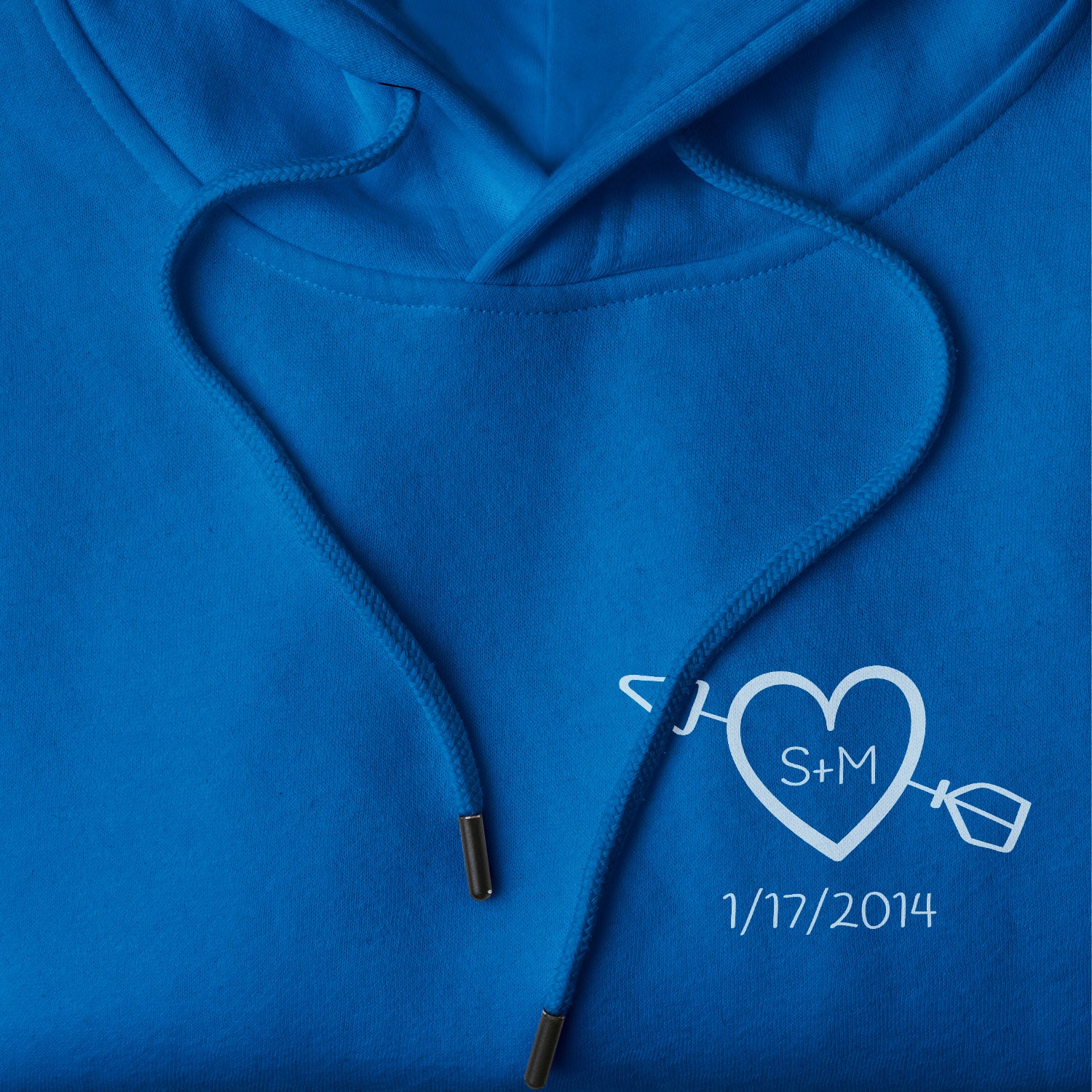 Personalized Hoodie Heart With Initials And Date