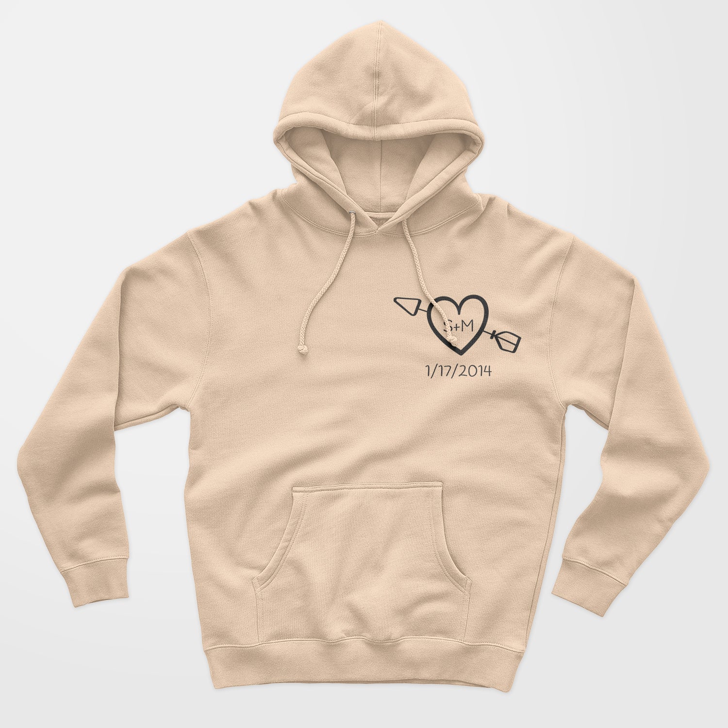 Personalized Hoodie Heart With Initials And Date