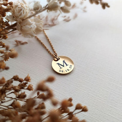 Personalized Initial and Date Necklace