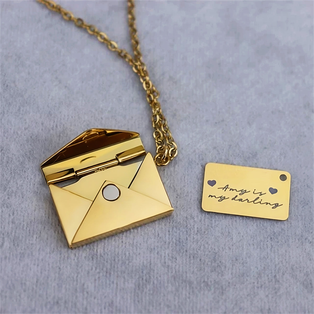 Letter Envelope Necklace Gold