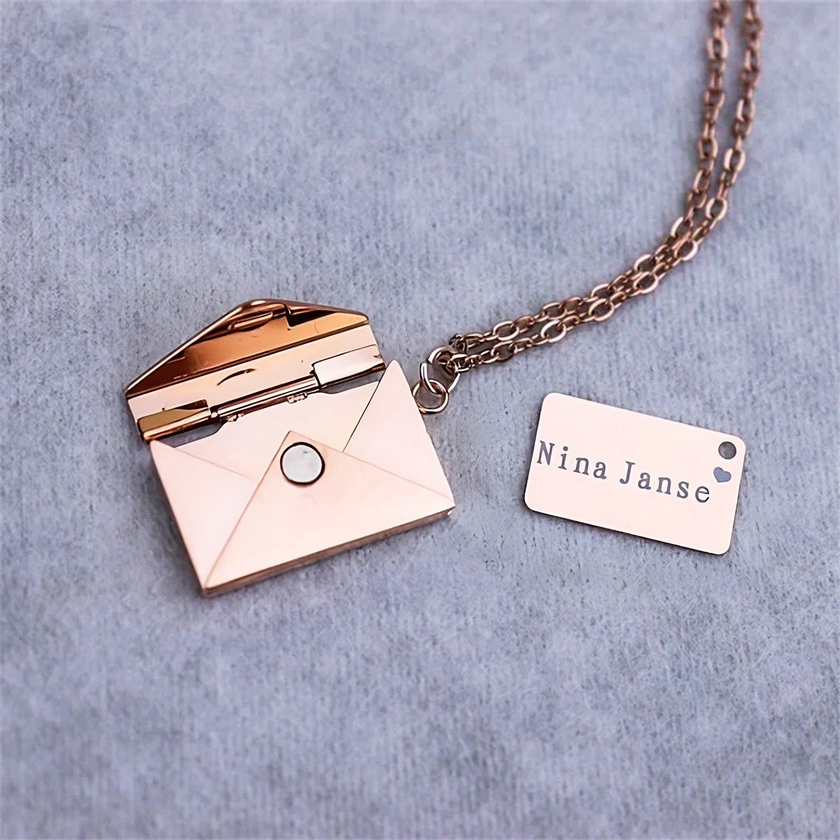 Letter Envelope Necklace Rose Gold