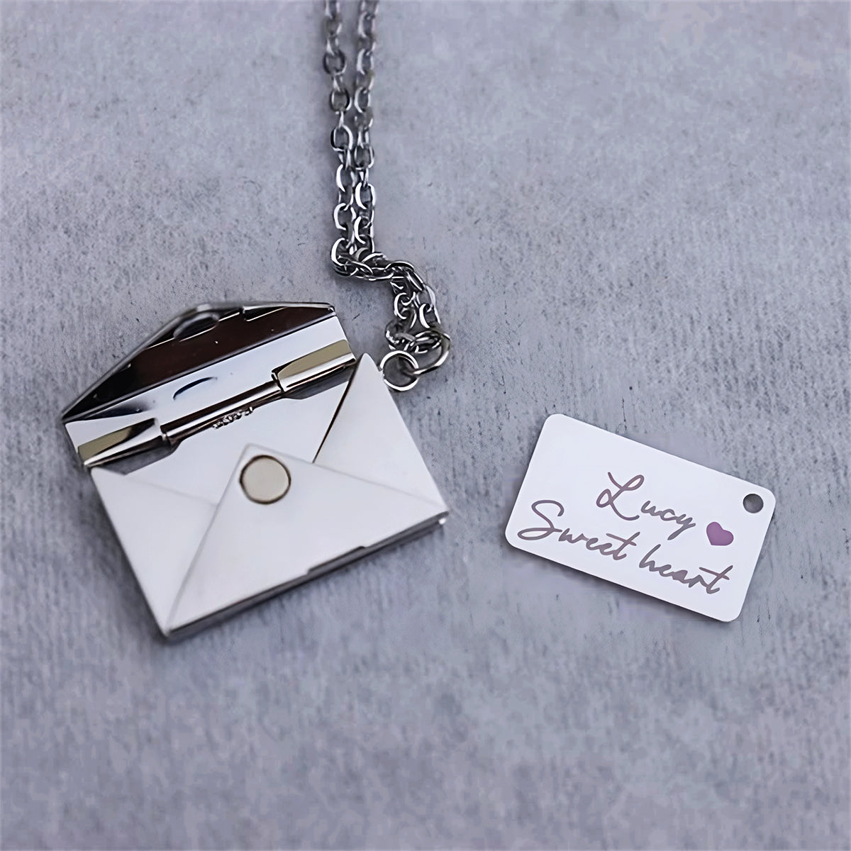 Letter Envelope Necklace Silver