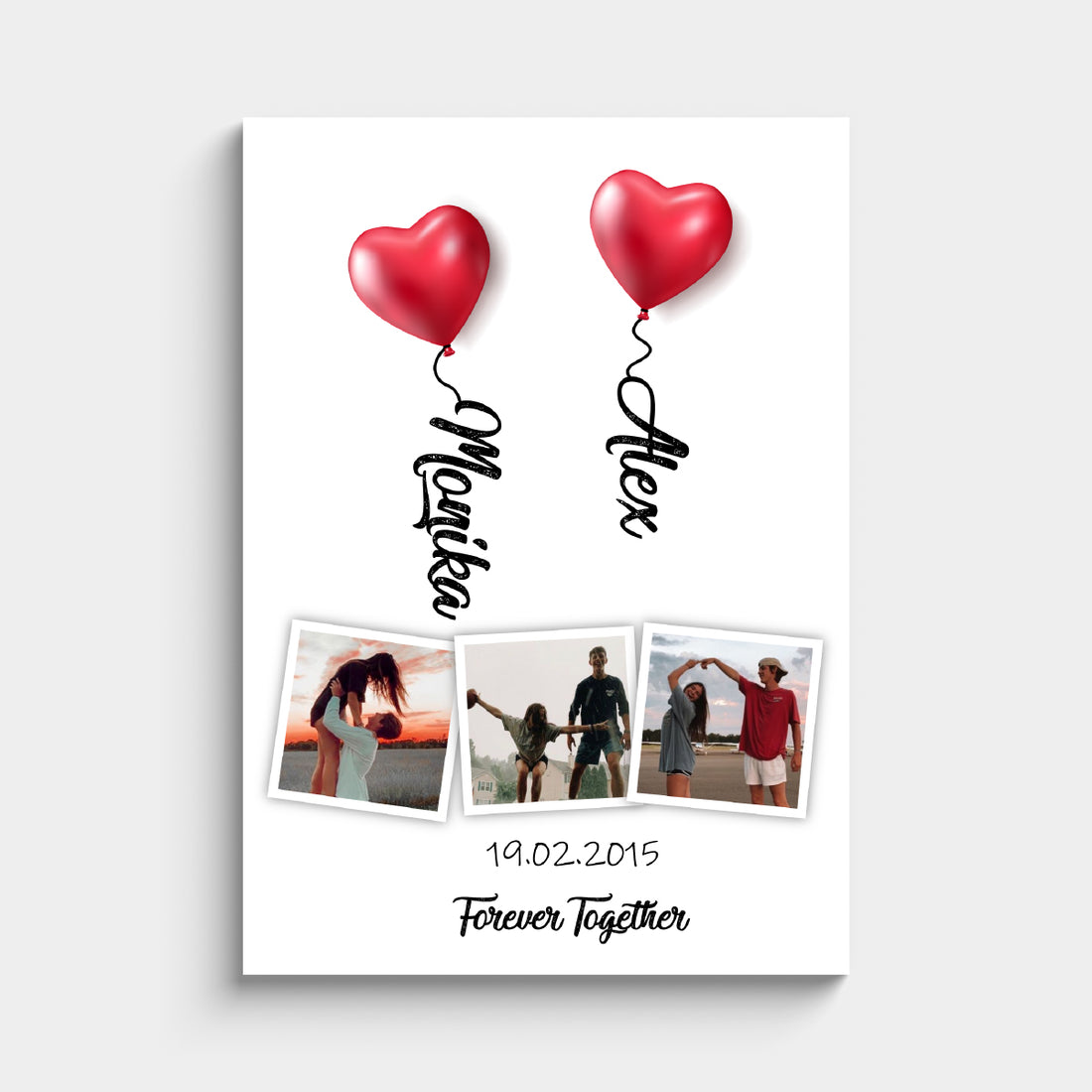 Personalized Poster With Heart Balloons And Photos