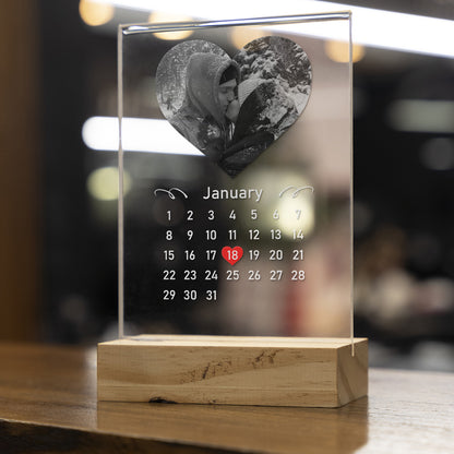 Personalized Transparent Plaque with Calendar and Photo