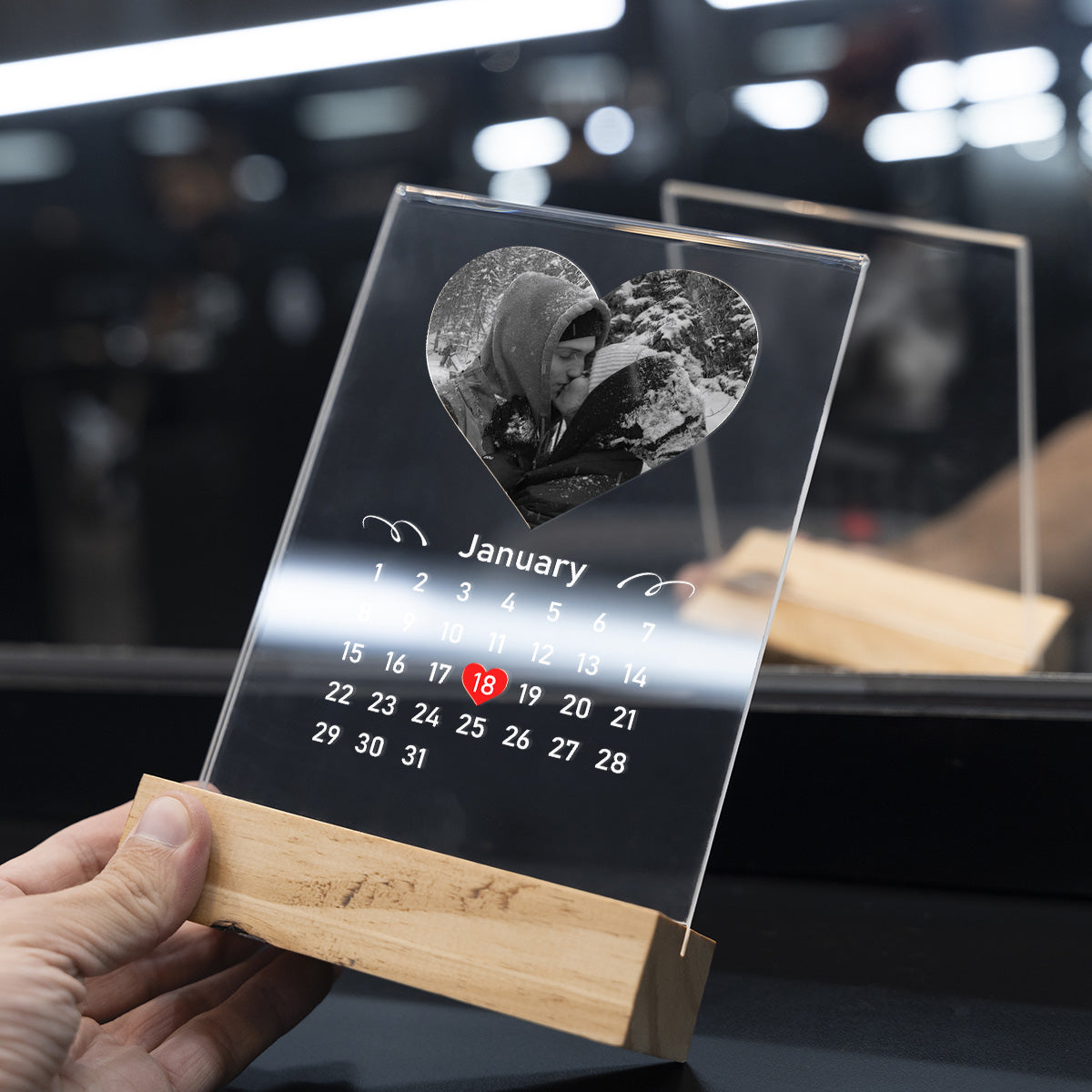 Personalized Transparent Plaque with Calendar and Photo