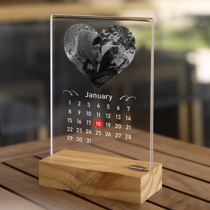 Personalized Transparent Plaque with Calendar and Photo