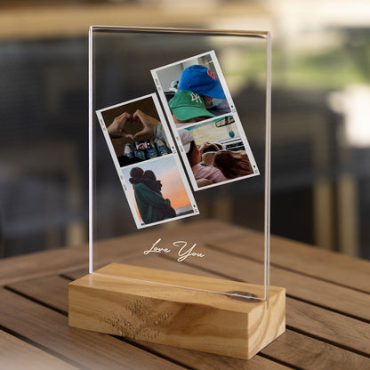Personalized Transparent Plaque with Polaroid Photos and Message