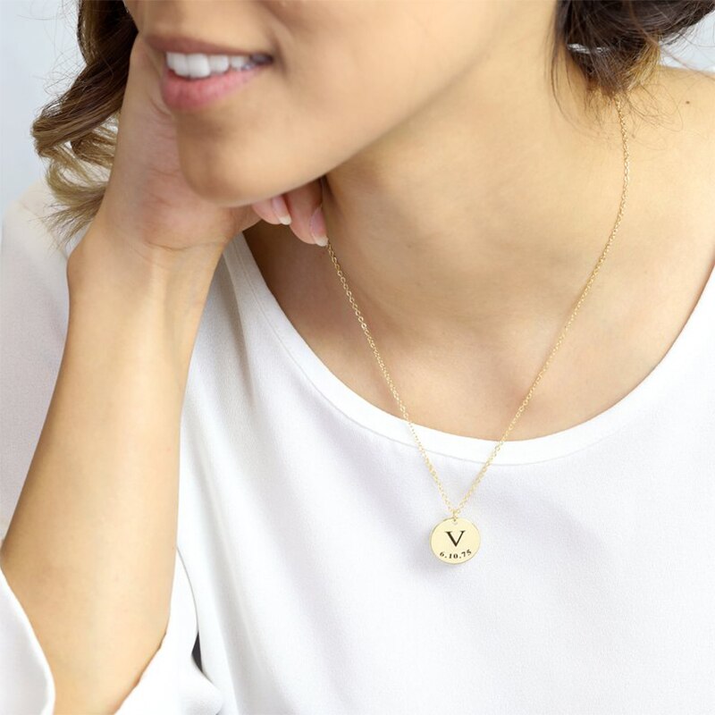 Personalized Initial and Date Necklace