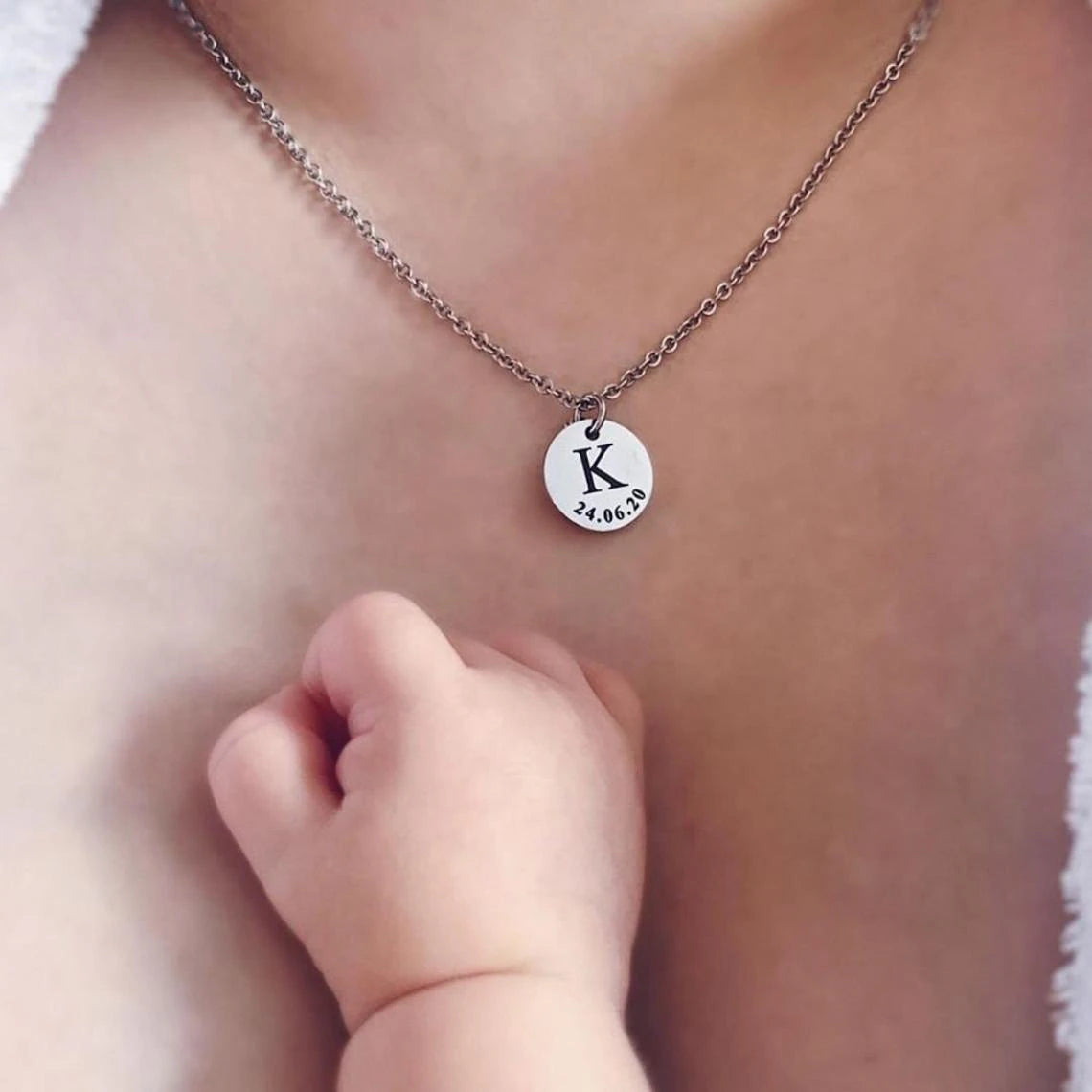 Personalized Initial and Date Necklace