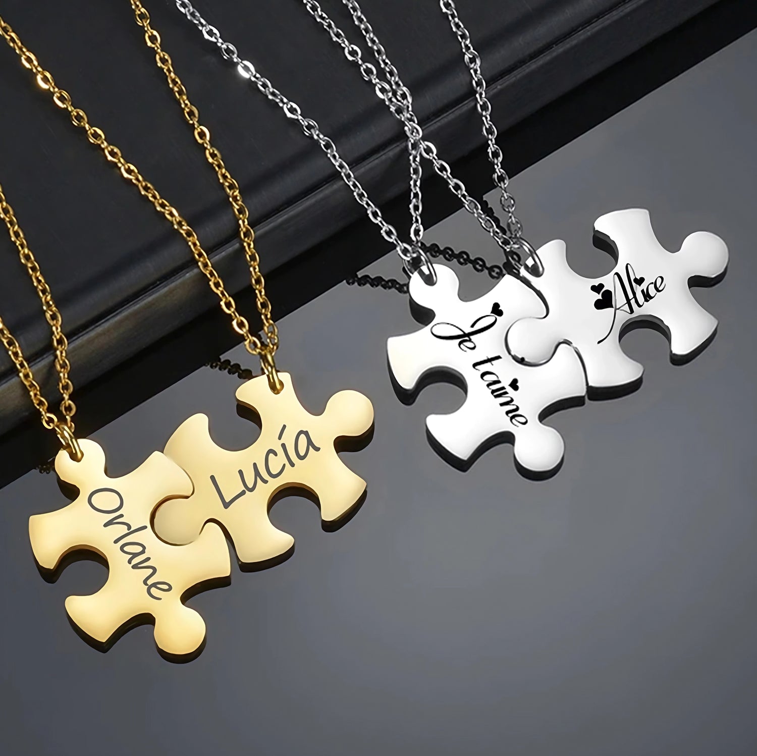 Personalized Engraved Puzzle Necklace