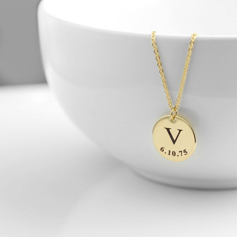 Personalized Initial and Date Necklace