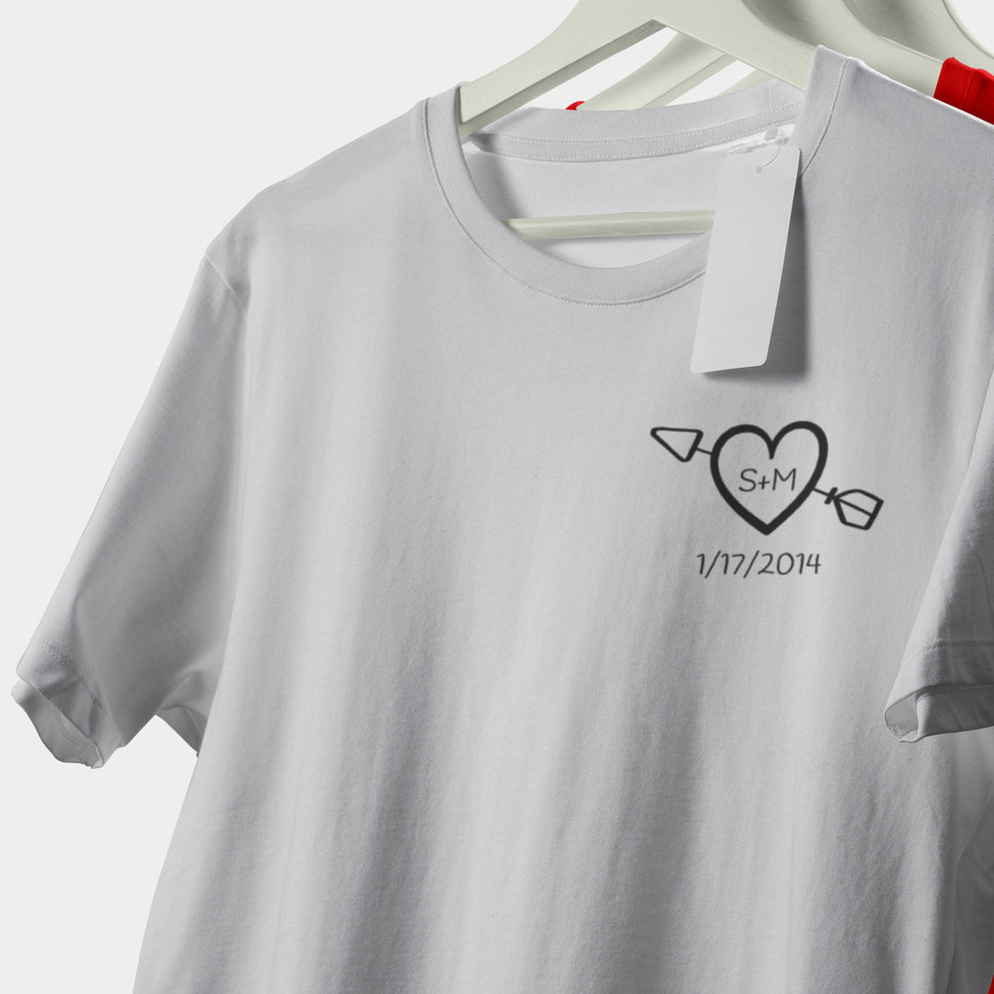 Personalized T-Shirt With Heart Initials And Date