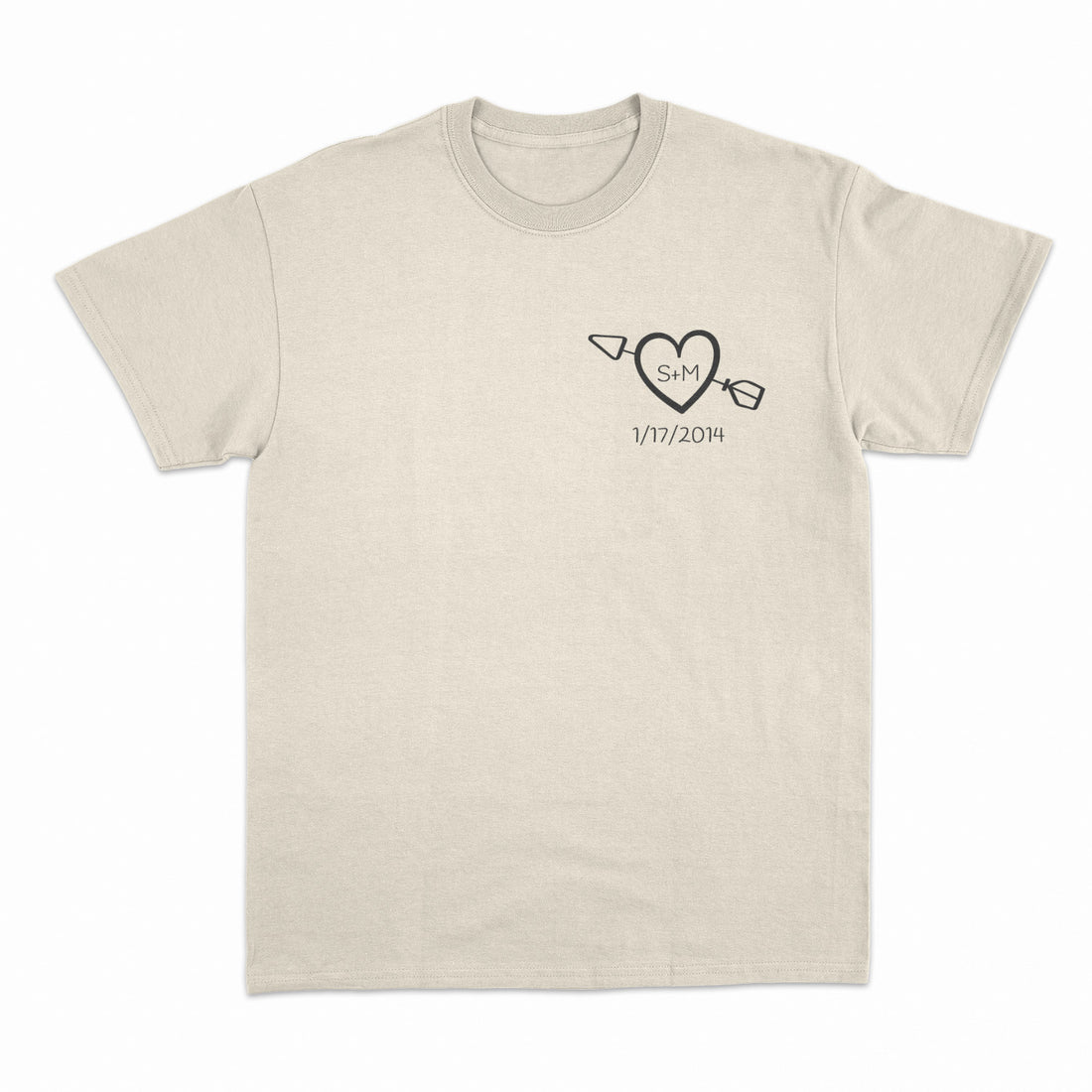 Personalized T-Shirt With Heart Initials And Date