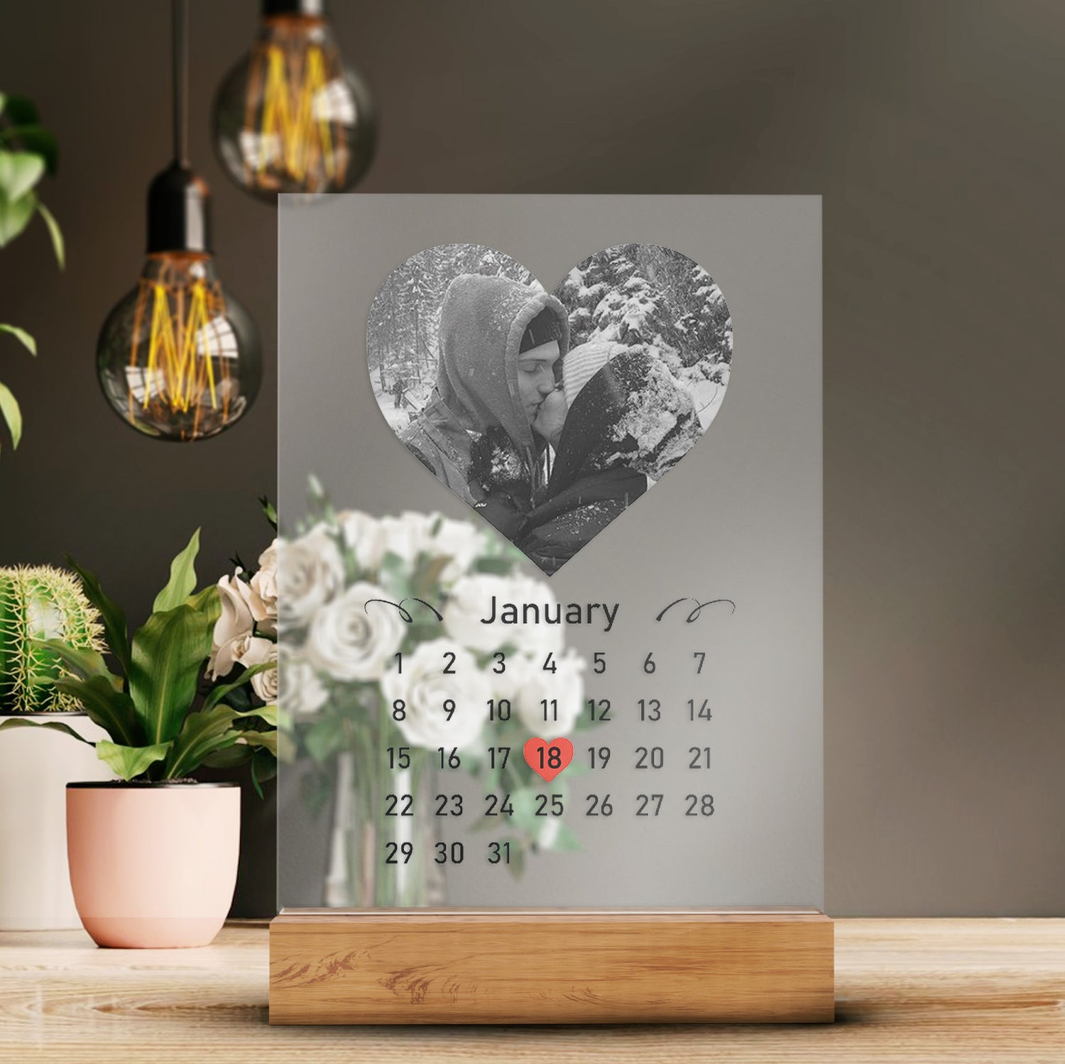 Personalized Transparent Plaque with Calendar and Photo