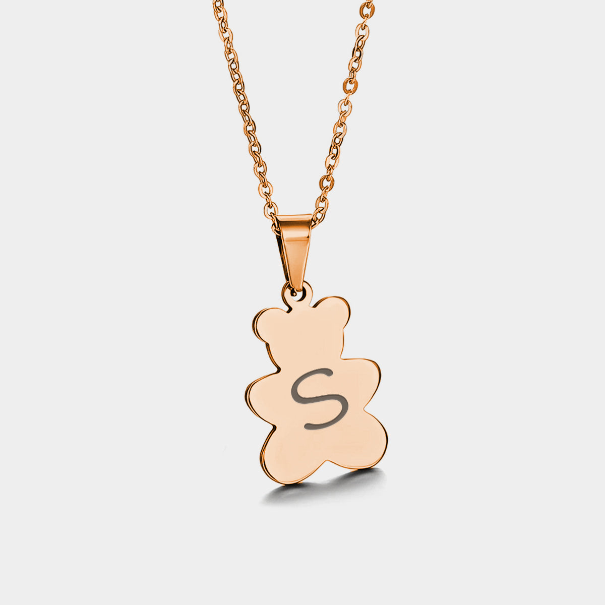 Personalized Teddy Bear Necklace with Initial