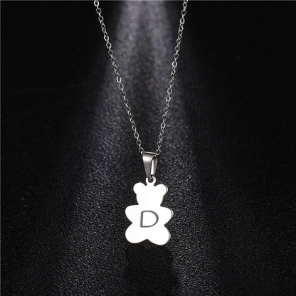 Personalized Teddy Bear Necklace with Initial
