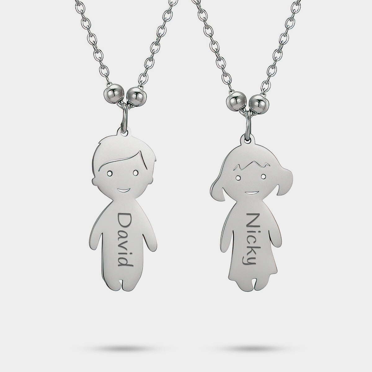 Personalized Necklace with Boy and Girl Figures