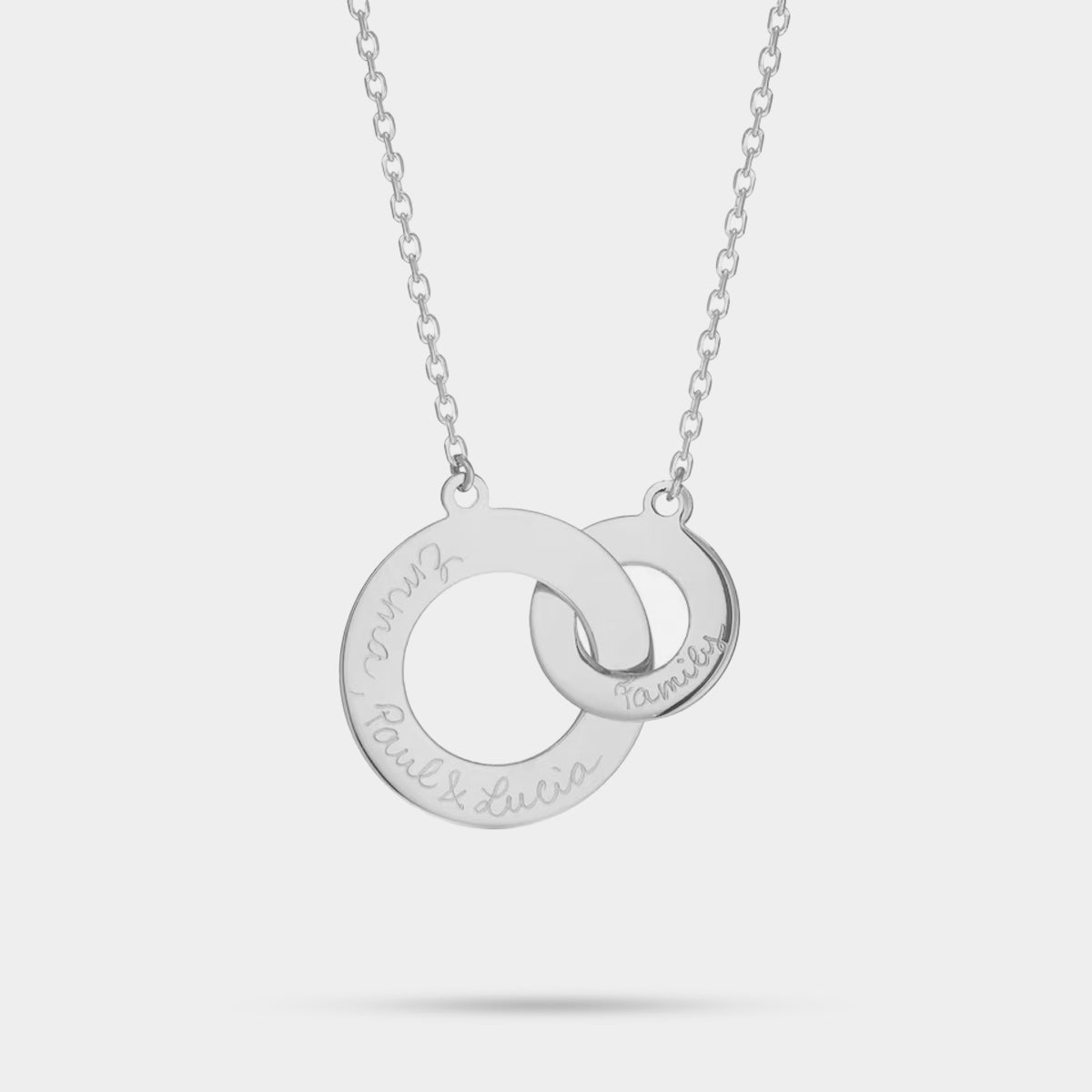 Personalized Necklace with Engraved Interlocking Circles