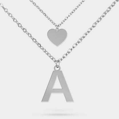 Personalized Necklace with Letter and Heart