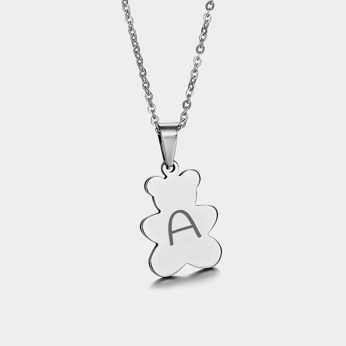 Personalized Teddy Bear Necklace with Initial