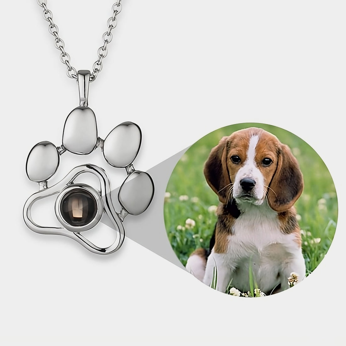 Personalized Pet Paw Necklace with Photo Projection