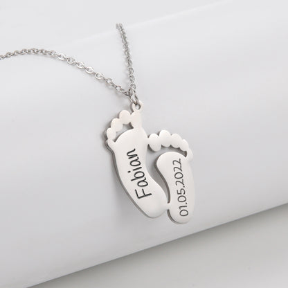 Personalized Baby Feet Necklace