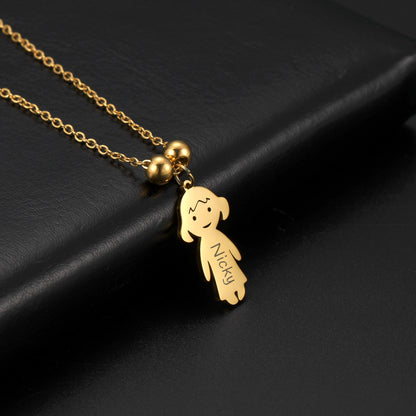 Personalized Necklace with Boy and Girl Figures