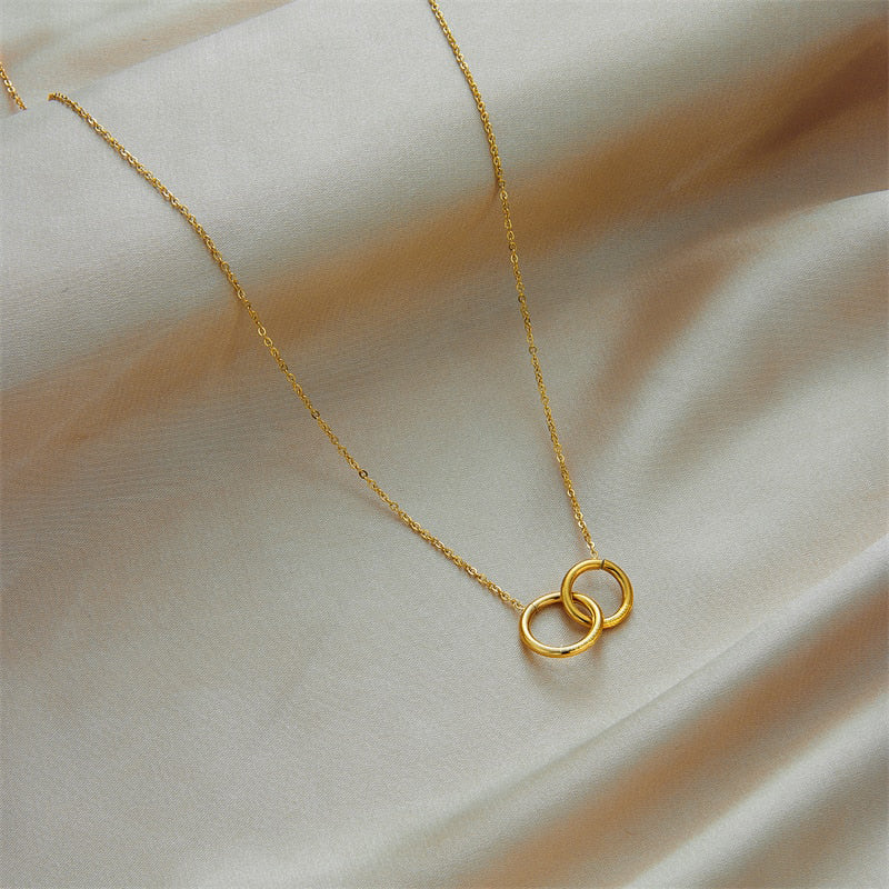 Personalized Necklace with Engraved Interlocking Circles