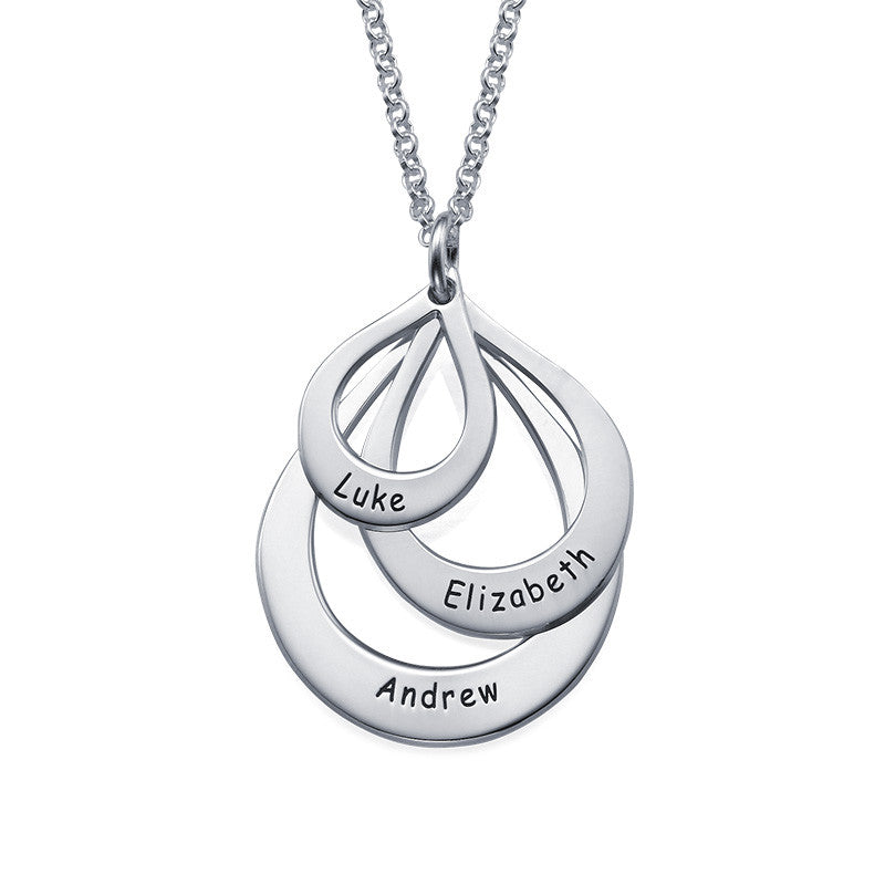 Personalized Droplet Family Necklace with Names