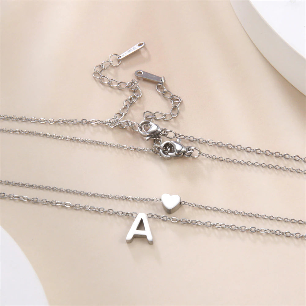 Personalized Necklace with Letter and Heart