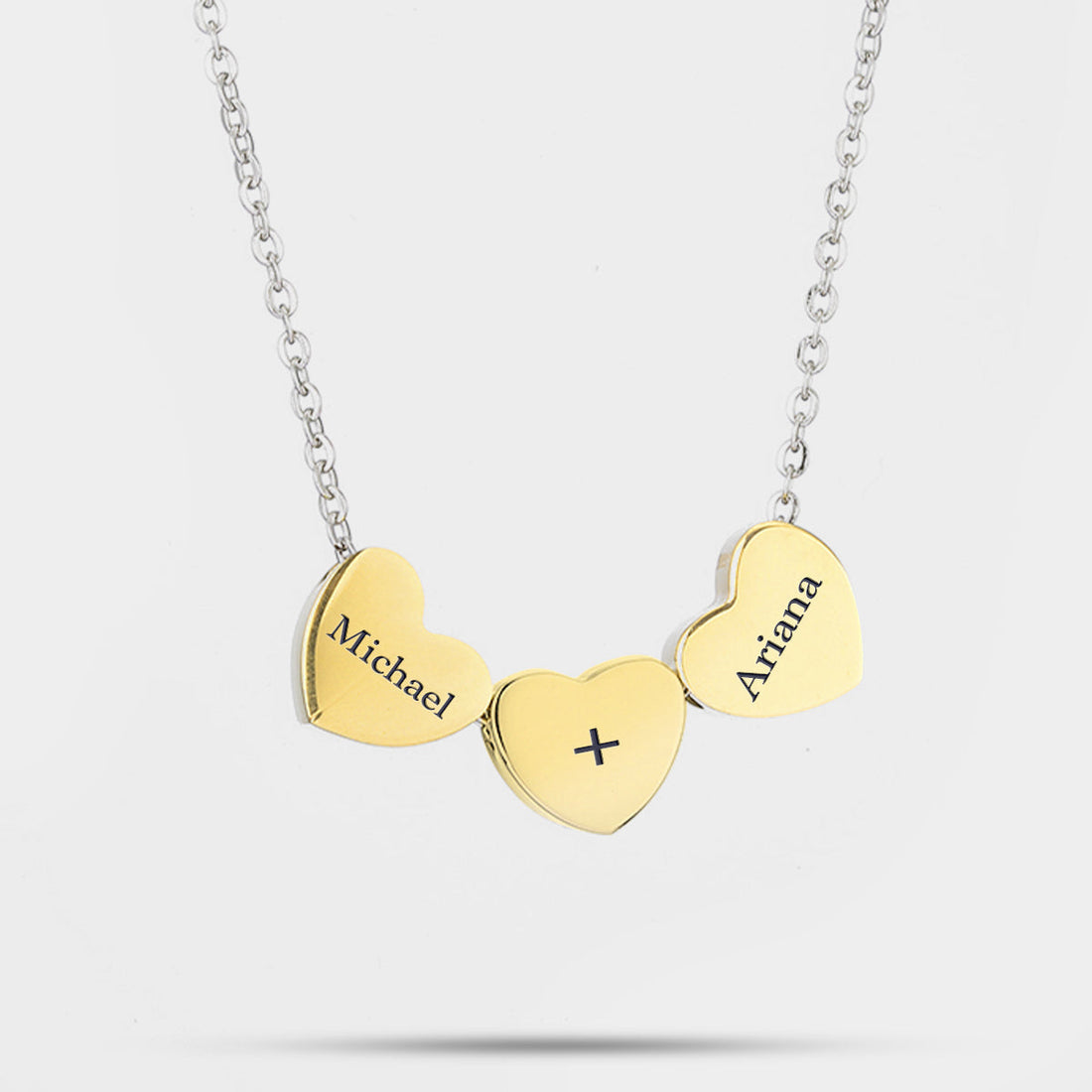 Personalized Three Hearts Necklace with Names