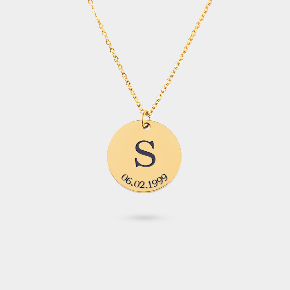 Personalized Initial and Date Necklace